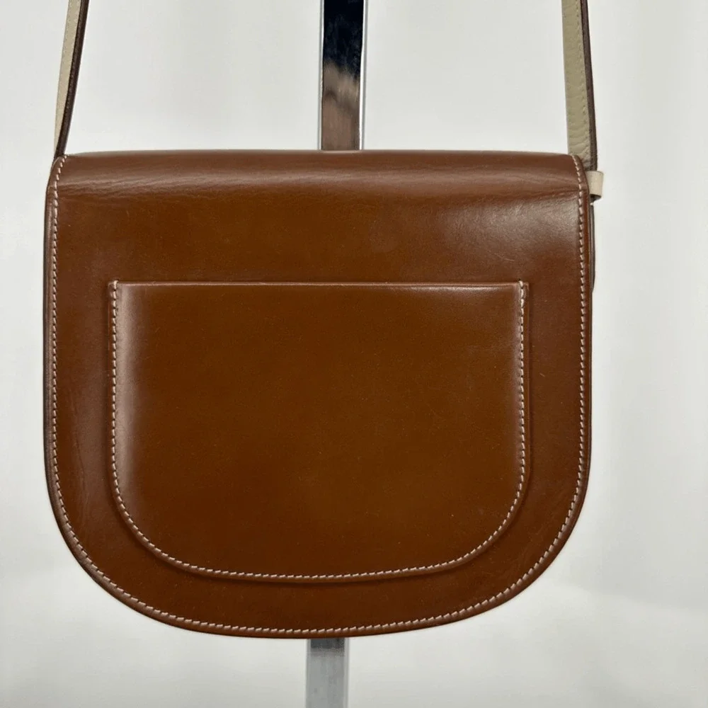 Celine 2016 Phoebe Philo Trotteur Crossbody Flap Bag Two Tone Beige Brown